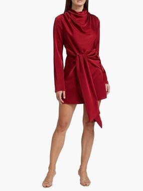 NWT Nicholas the Label Ellara Mini Dress Bordeaux elegant pleated shoulders 8